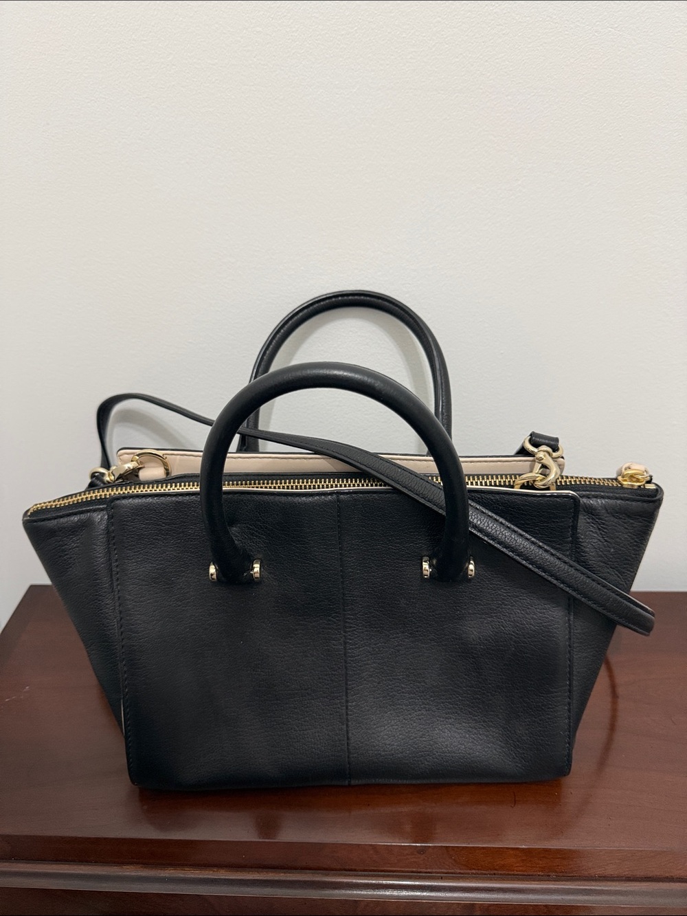 kate spade Black Satchel with Cream Trim and Gold Hardware - Picture 4 of 7